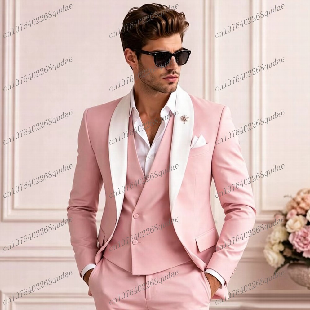 Men'S Grooming For Wedding - Белый с розовыми элементами мужской костюм